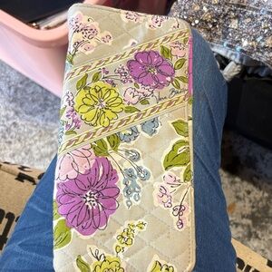 Vera Bradley Quilted Floral Wristlet Wallet in Purple, Green & Pink